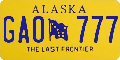 AK license plate GAO777