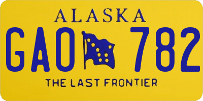 AK license plate GAO782