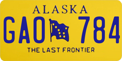 AK license plate GAO784