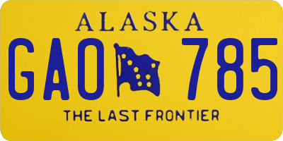 AK license plate GAO785
