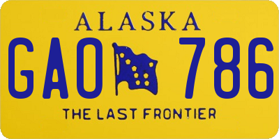 AK license plate GAO786