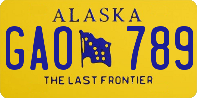 AK license plate GAO789