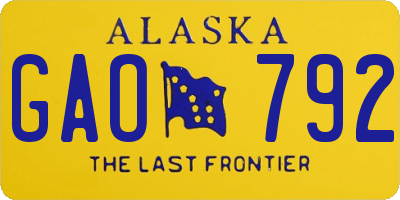 AK license plate GAO792