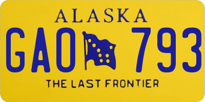 AK license plate GAO793