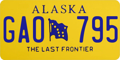 AK license plate GAO795