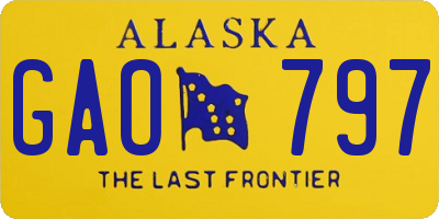 AK license plate GAO797