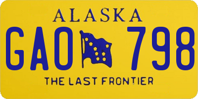 AK license plate GAO798