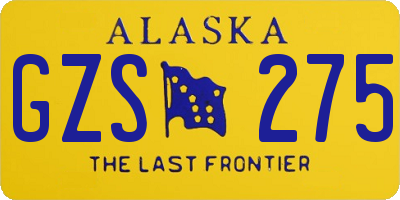 AK license plate GZS275