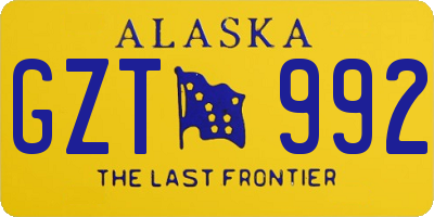AK license plate GZT992