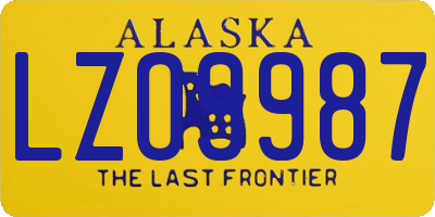 AK license plate LZO9987