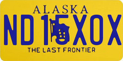 AK license plate ND15XOX