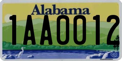 AL license plate 1AA0012