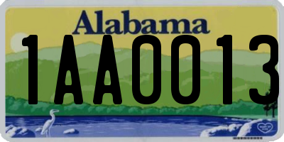 AL license plate 1AA0013