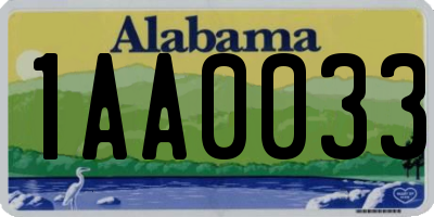 AL license plate 1AA0033