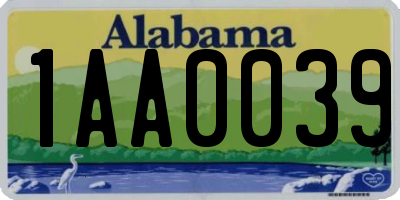 AL license plate 1AA0039