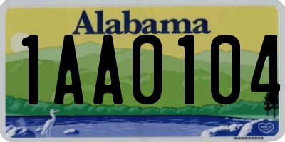 AL license plate 1AA0104