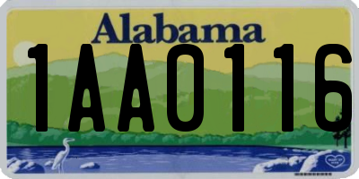 AL license plate 1AA0116