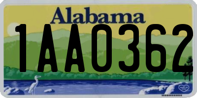 AL license plate 1AA0362