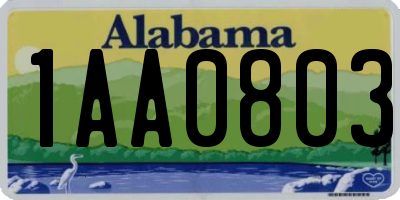 AL license plate 1AA0803