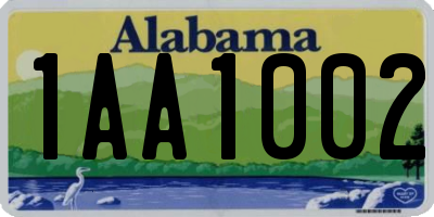 AL license plate 1AA1002
