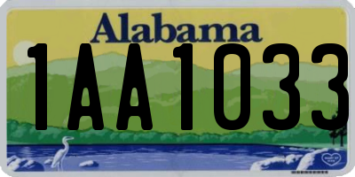 AL license plate 1AA1033