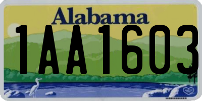 AL license plate 1AA1603