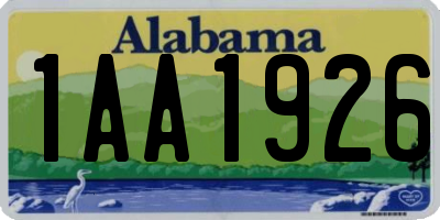 AL license plate 1AA1926