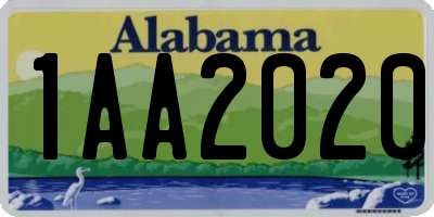 AL license plate 1AA2020