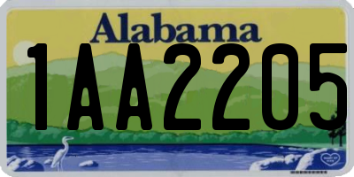 AL license plate 1AA2205