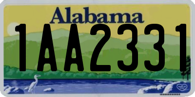 AL license plate 1AA2331