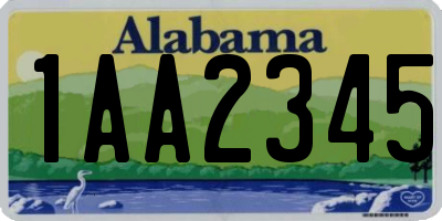 AL license plate 1AA2345