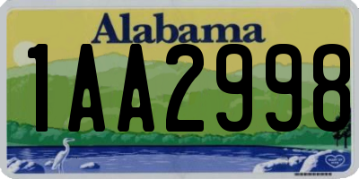 AL license plate 1AA2998