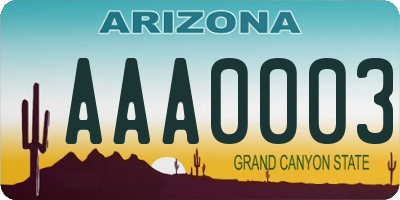 AZ license plate AAA0003