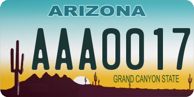 AZ license plate AAA0017