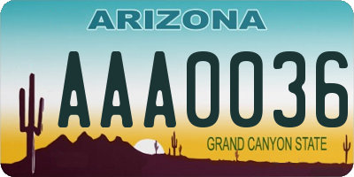 AZ license plate AAA0036