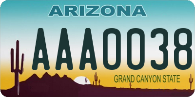 AZ license plate AAA0038