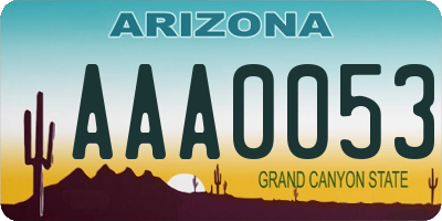 AZ license plate AAA0053
