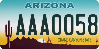 AZ license plate AAA0058