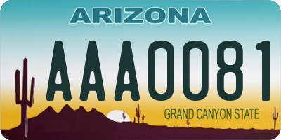 AZ license plate AAA0081