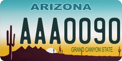 AZ license plate AAA0090