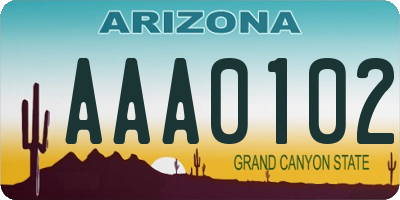 AZ license plate AAA0102