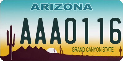 AZ license plate AAA0116