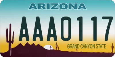 AZ license plate AAA0117