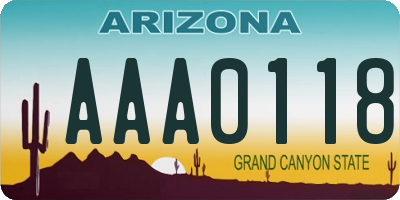 AZ license plate AAA0118