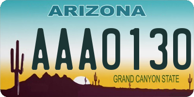 AZ license plate AAA0130