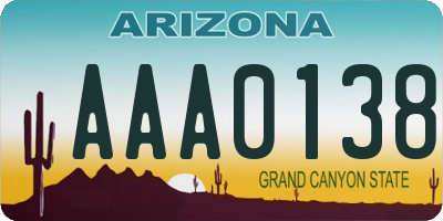 AZ license plate AAA0138