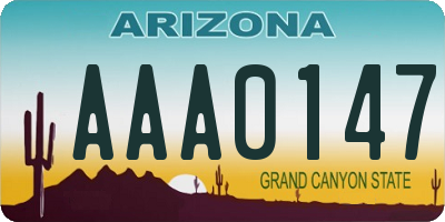 AZ license plate AAA0147