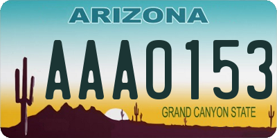 AZ license plate AAA0153
