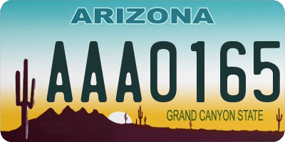 AZ license plate AAA0165