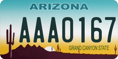 AZ license plate AAA0167